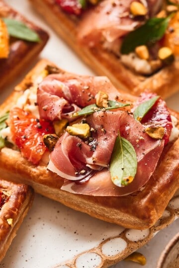 Burrata and Prosciutto tarts.