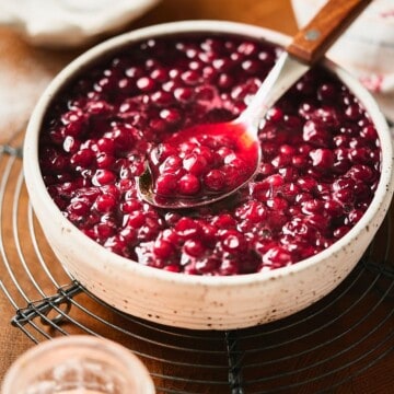 Stirred lingonberries.