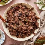 Braised chuck roast in the oven.