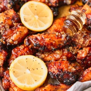 Honey Lemon Pepper Chicken Wings.
