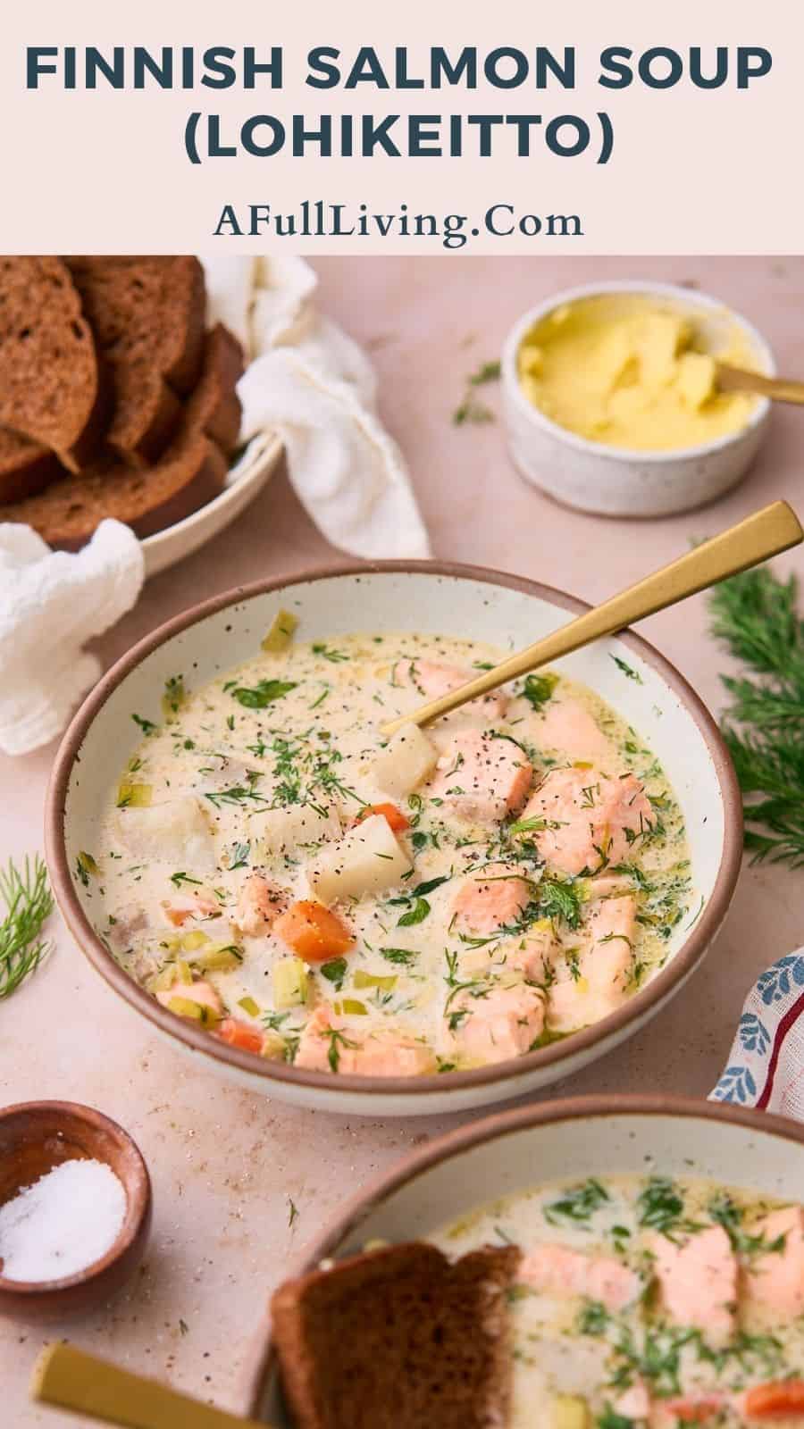 Finnish salmon soup lohikeitto.