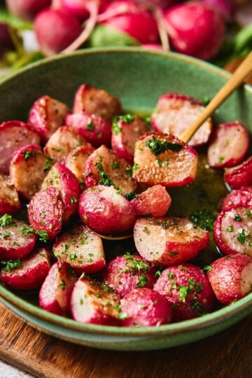 Roasted radishes with brown butter.