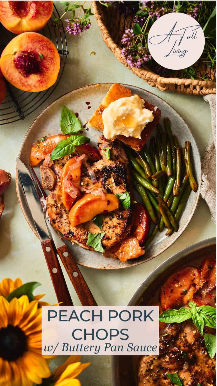 Peach Pork Chops with Buttery Pan Sauce.