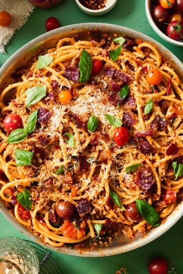 Tomato Bacon Pasta.